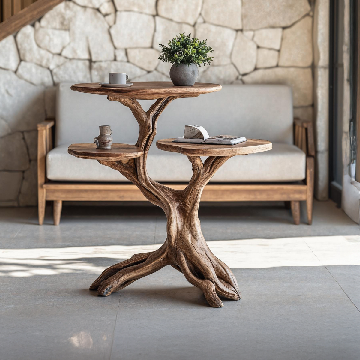 Farmhouse Wood Lamp Table, Oil and Wax Finish, 24 to 35 in Tall