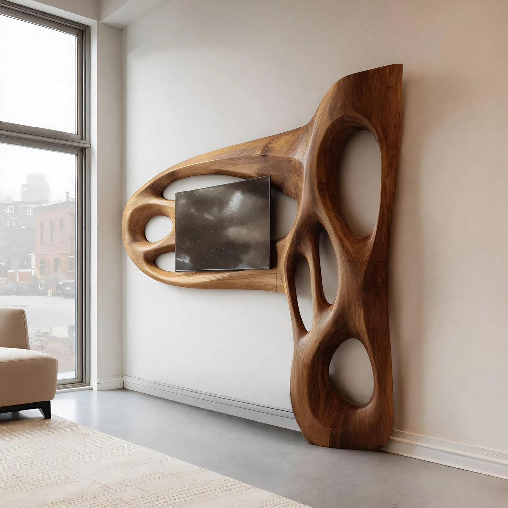 Sculpted Wooden TV Wall Surround Frame, 80 Or 86 Inch Wide