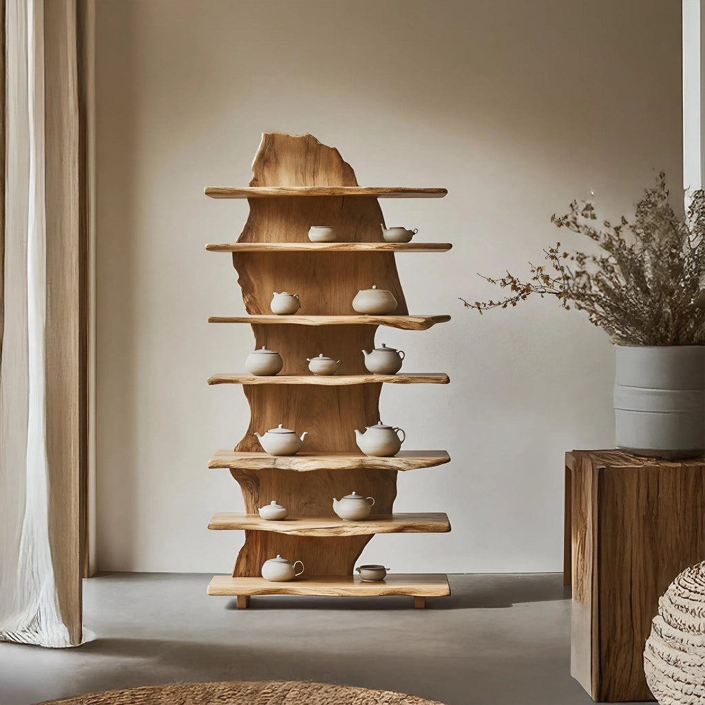Rustic Solid Wood Standing Shelf For Entryway Design Ideas