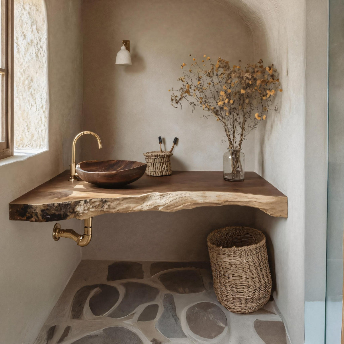 Solid Wood Floating Vanity For Farmhouse Bathroom