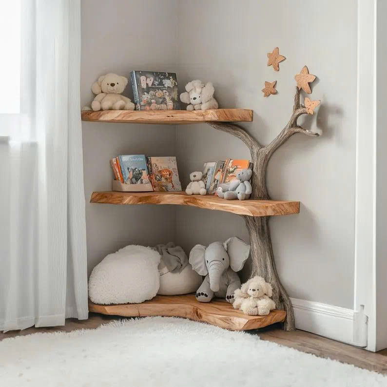 Kids Tree Bookshelf Solid Wood Room Decor Gift