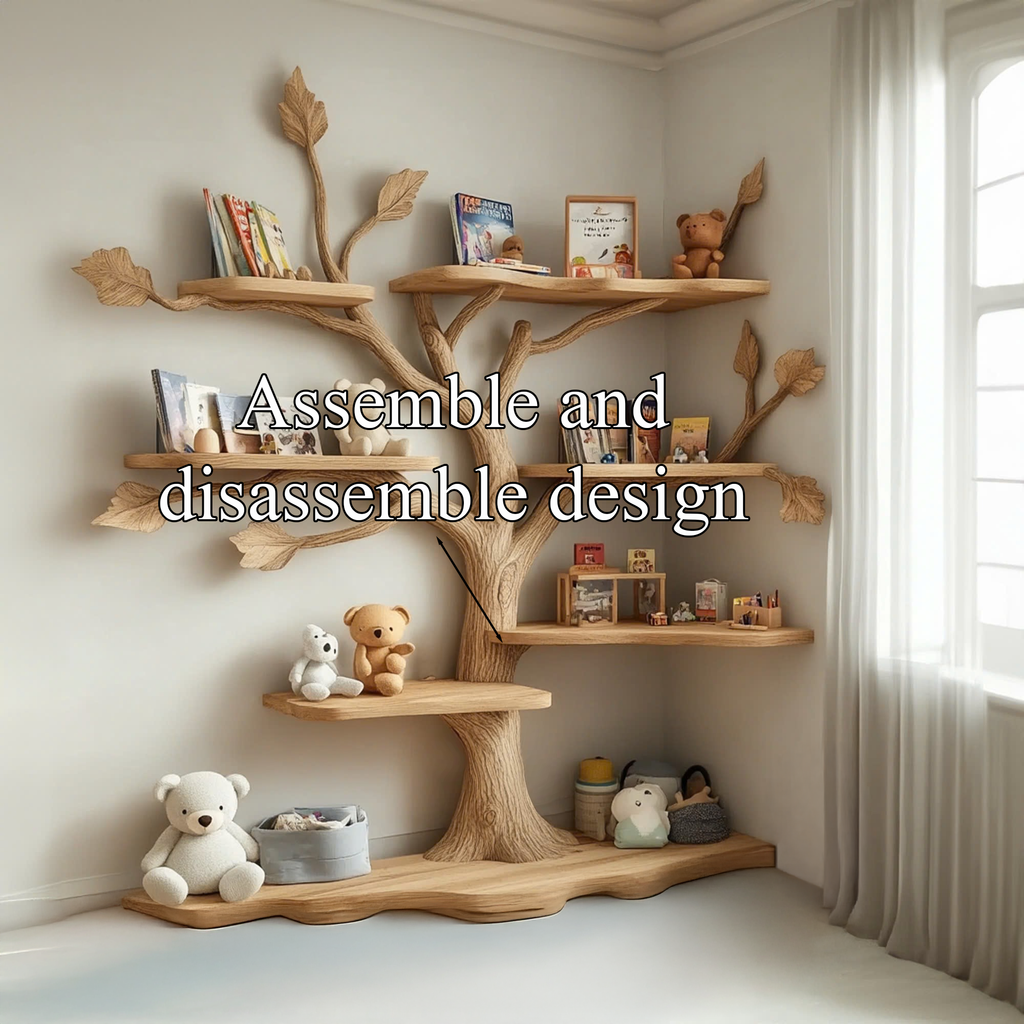 Tree-Shaped Wood Wall Bookcase for Nursery and Kids Room, 60 x 60 in