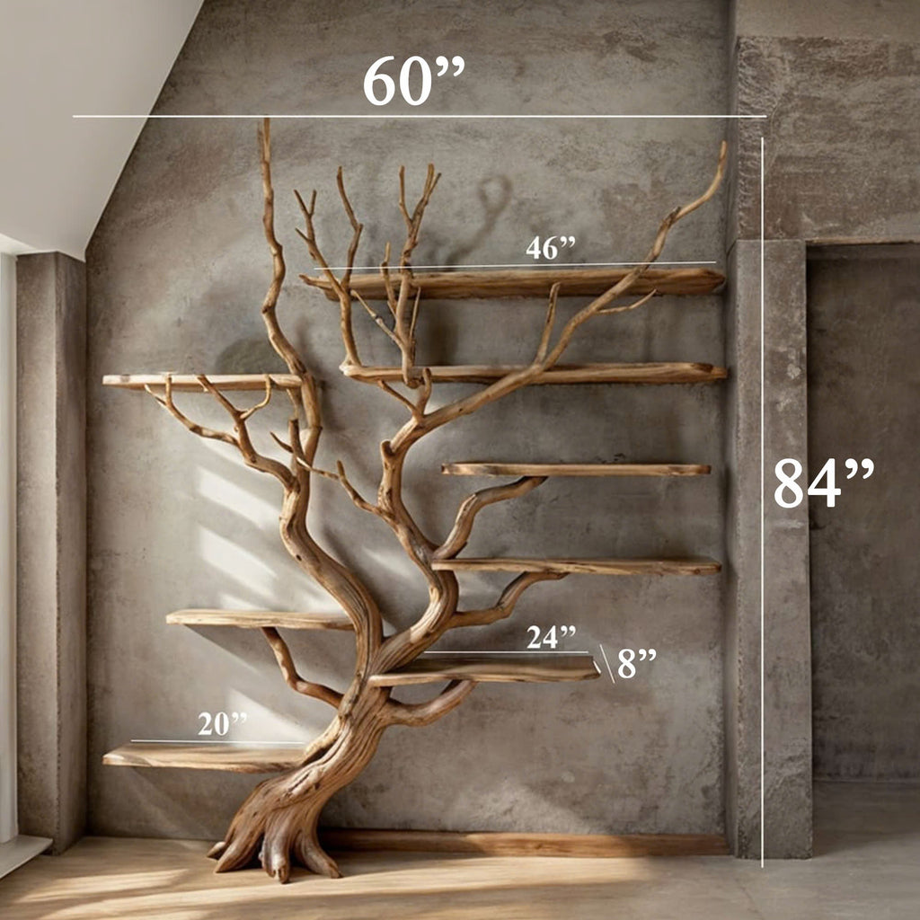 Driftwood Tree Branch Floating Bookshelf for Living Room Walls