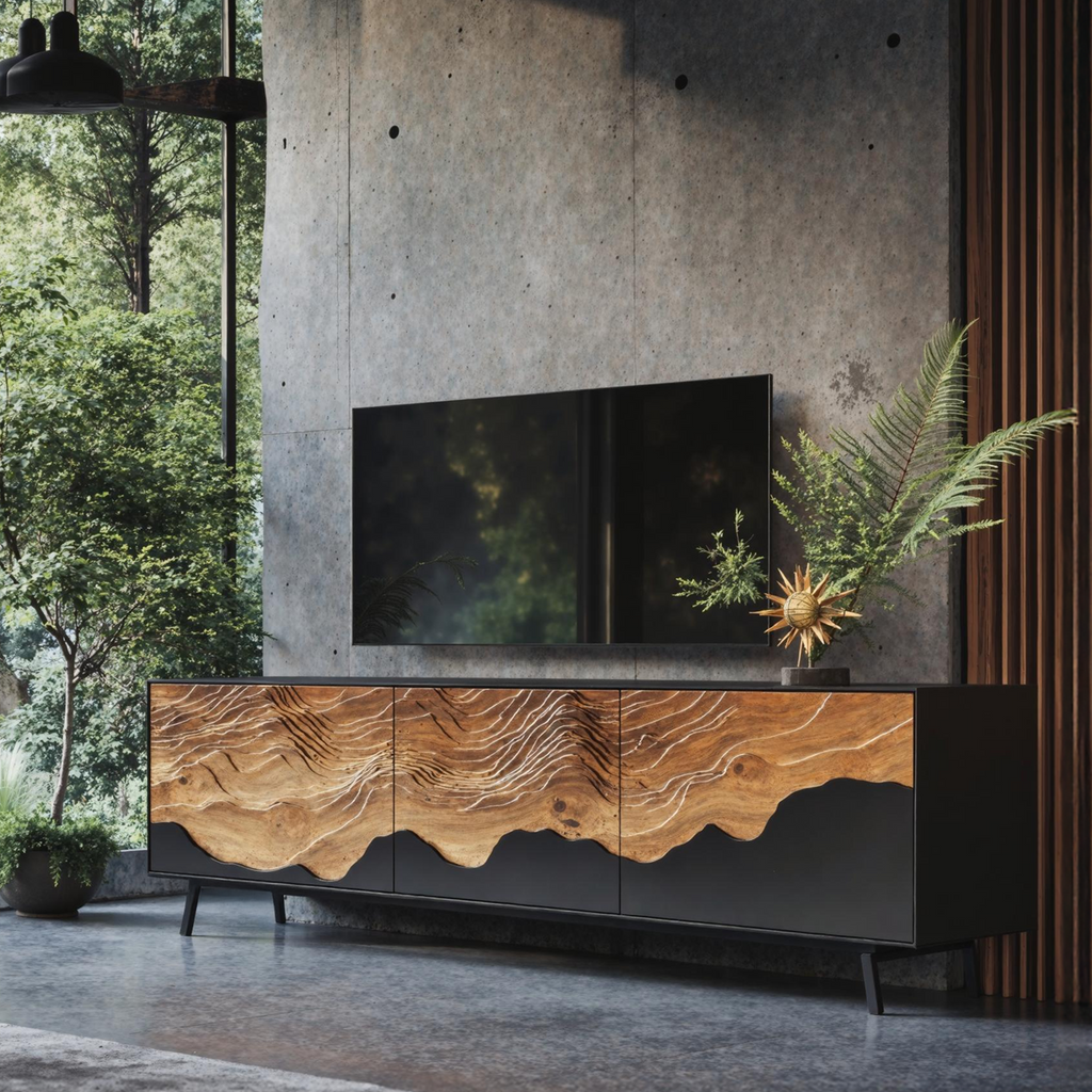 Handcrafted TV Console Table For Living Room