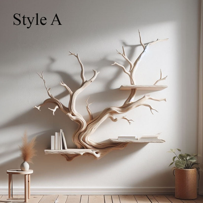 Driftwood Tree Branch Floating Wall Shelf for Books and Plants