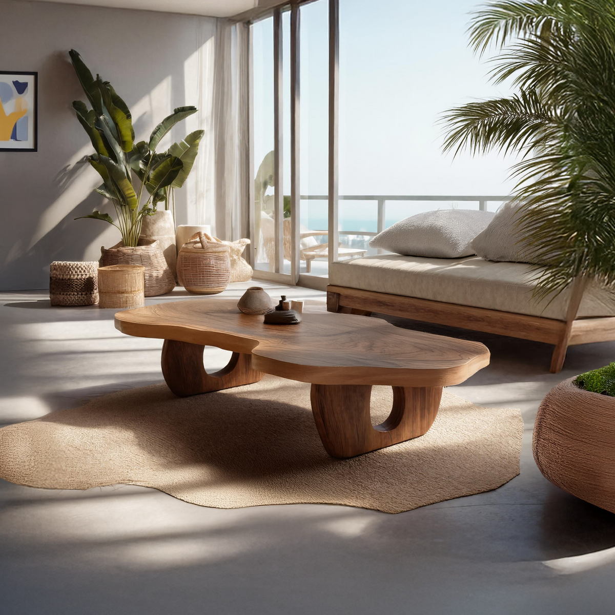 Handcrafted Rustic Wooden Live Edge Coffee Table For Decor
