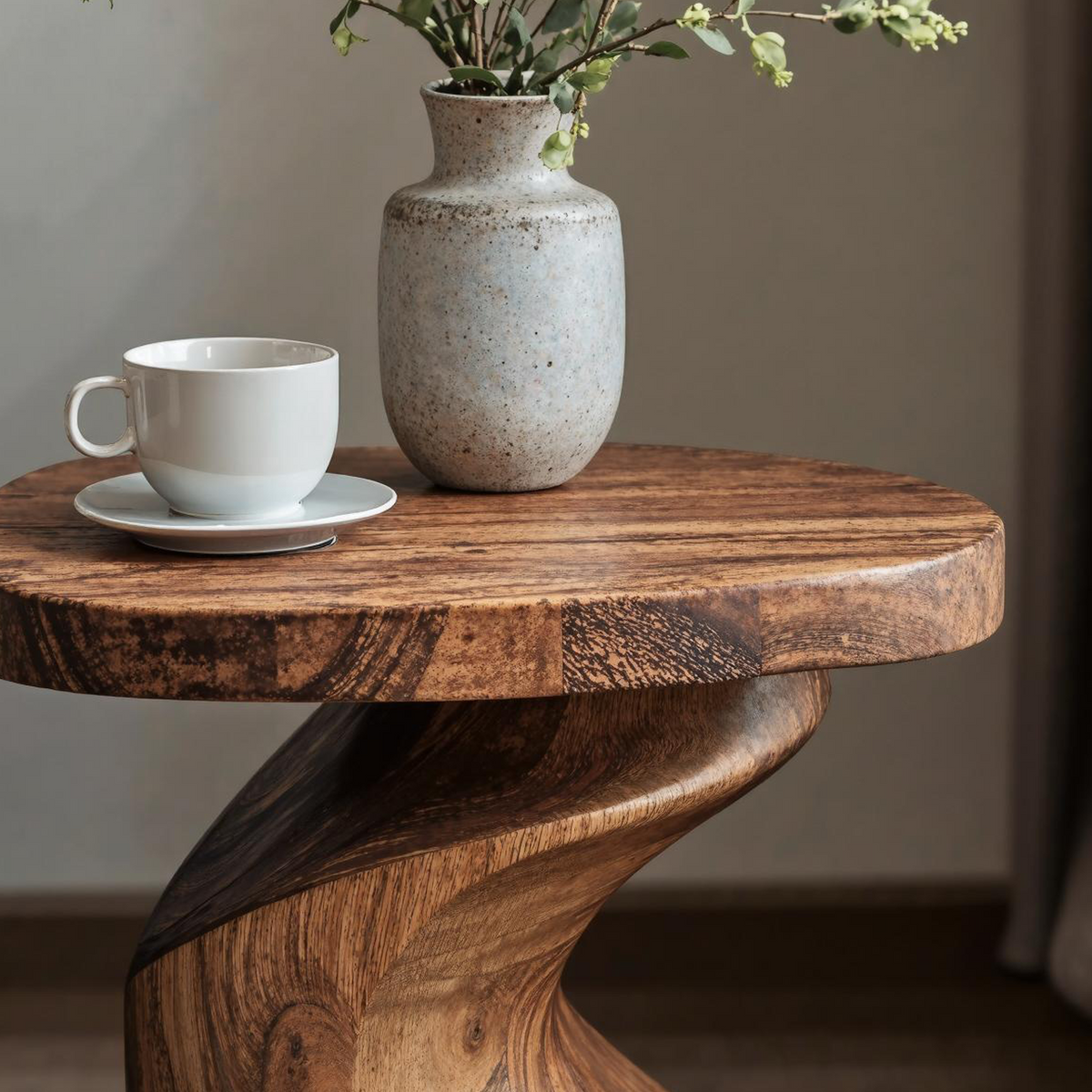 Handcrafted Natural Wood End Table with Oil and Wax Finish