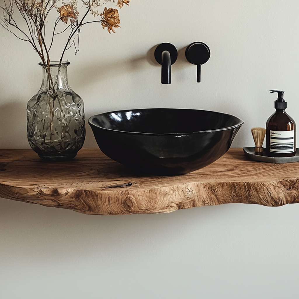 Handcrafted Live Edge Bathroom Vanity Shelf Rustic