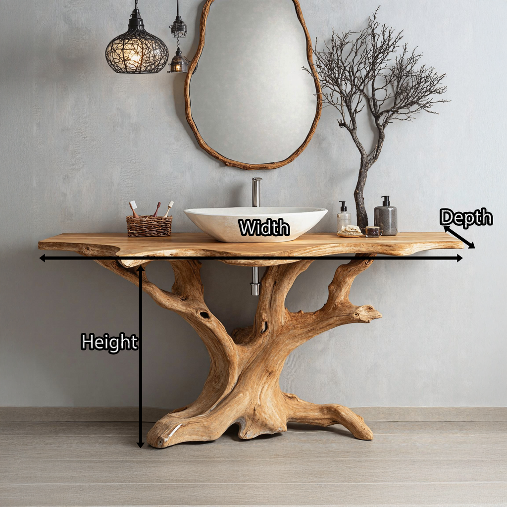 Reclaimed Wood Live Edge Bathroom Vanity Top, 30 To 80 Inch