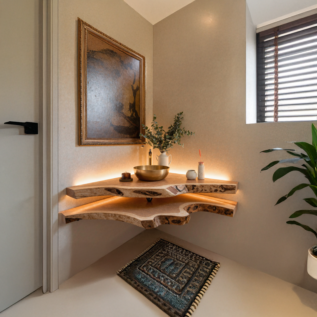 Floating Bathroom Corner Shelf – Style 2