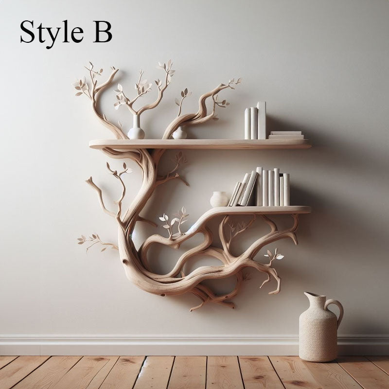 Driftwood Tree Branch Floating Wall Shelf for Books and Plants