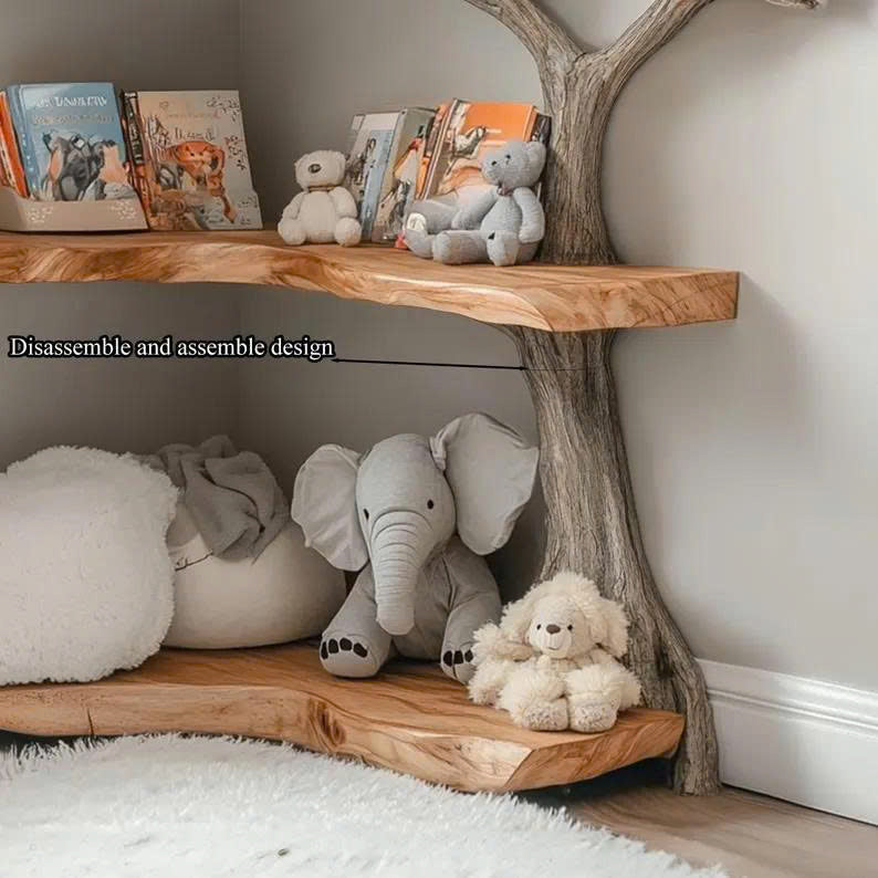 Kids Tree Bookshelf Solid Wood Room Decor Gift
