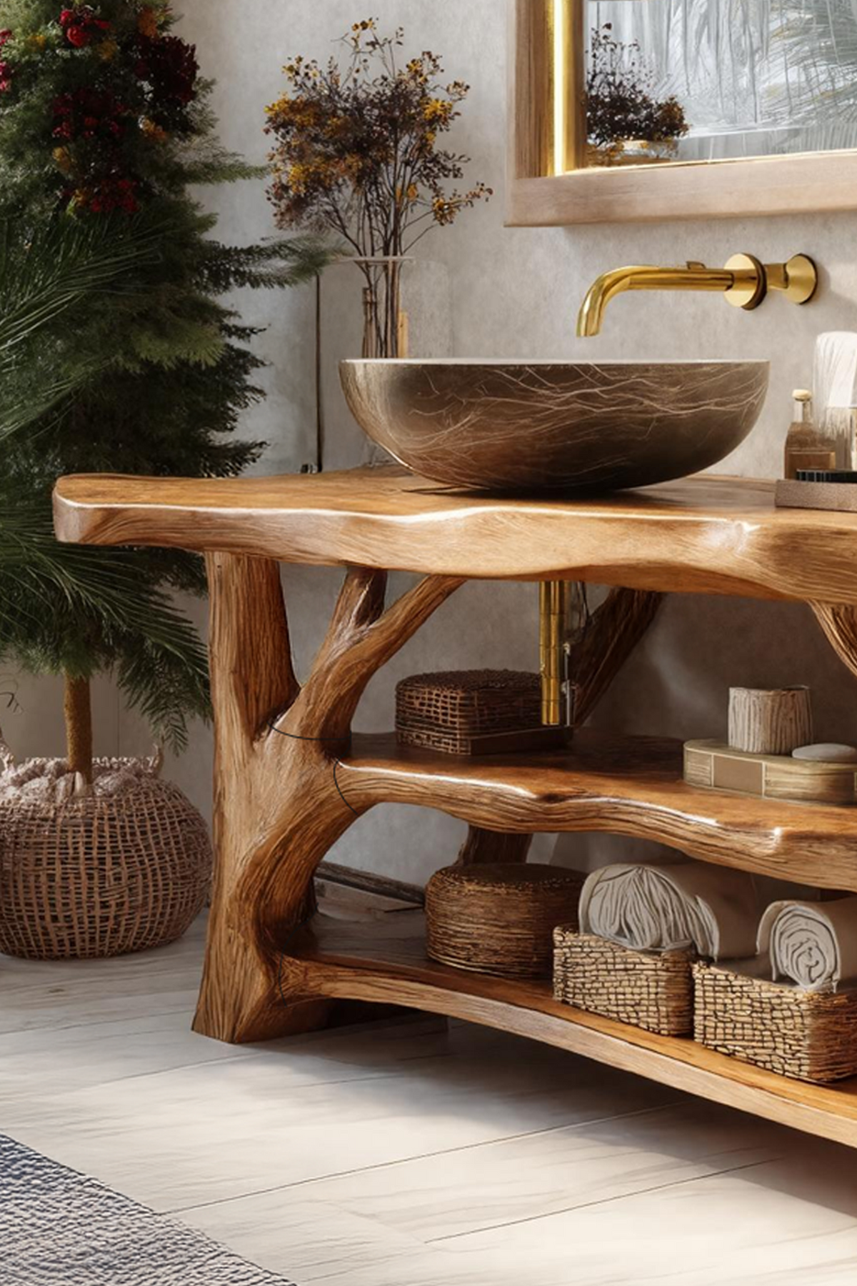 Farmhouse Solid Wood Bathroom Vanity For Farmhouse Furniture Interior