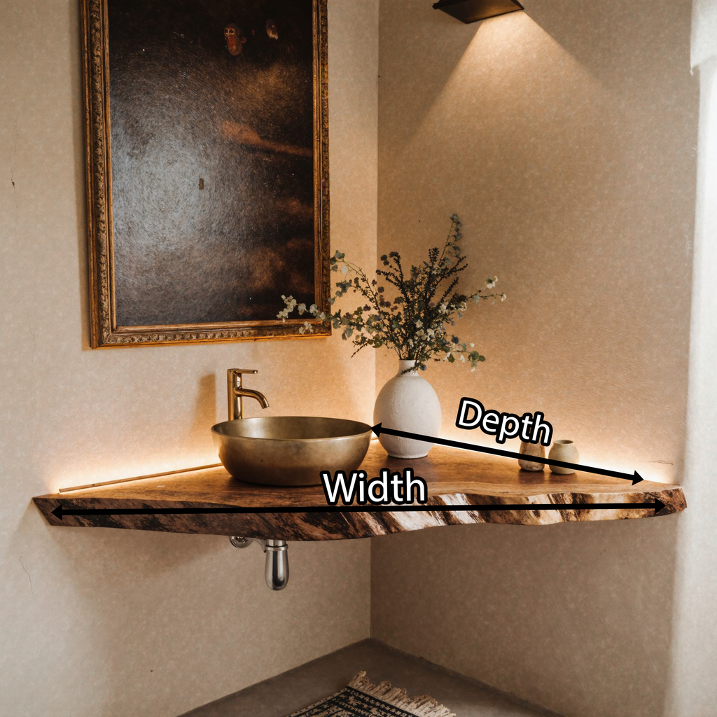 Handcrafted Counter Bathroom Corner Shelf