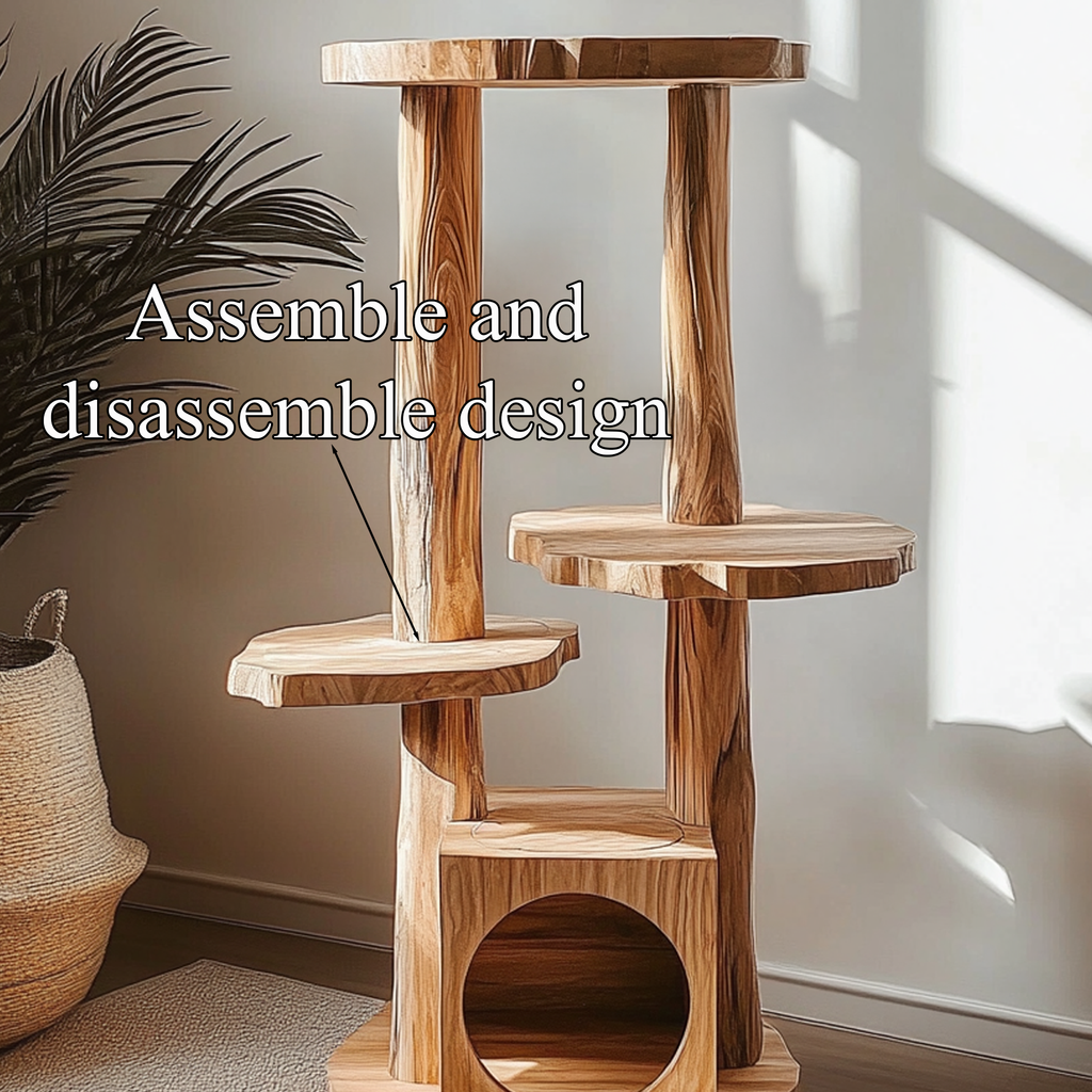 Cat Tree Custom Design Solid Wood Rustic Design Decor Living Room Gift