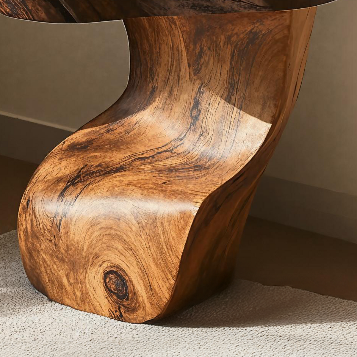 Compact Brown Wood Nightstand or Sofa Side Table, Oil-Waxed