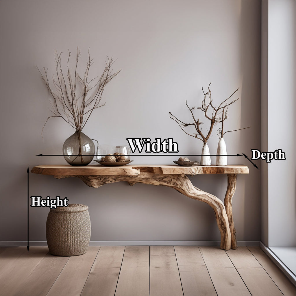 Rustic Live Edge Solid Wood Side Console for Modern Spaces
