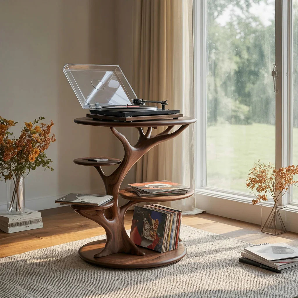 Handcrafted Wooden Record Player Stand