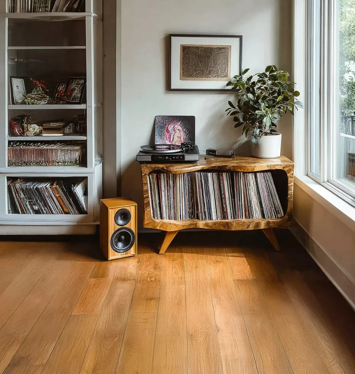 Handcrafted Wooden Record Player Stand