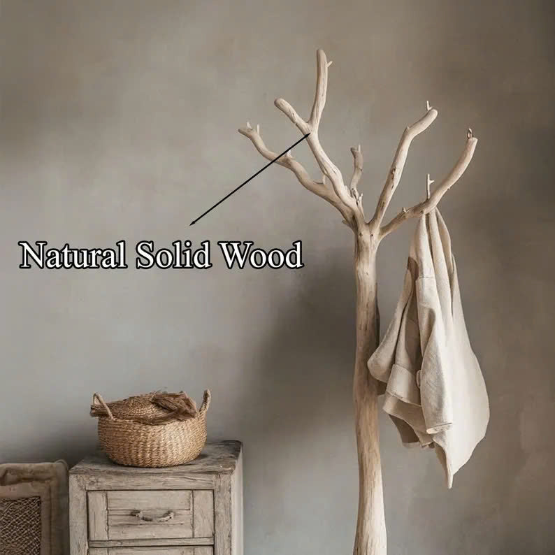 Driftwood Tree Branch Coat Rack with Natural Branch Hooks