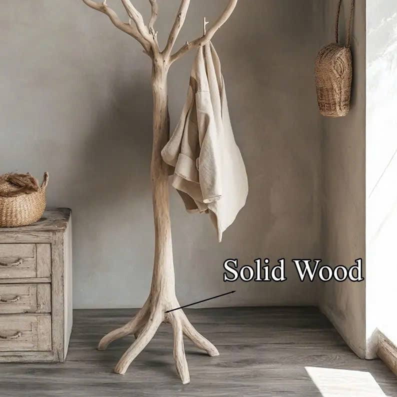 Driftwood Tree Branch Coat Rack with Natural Branch Hooks