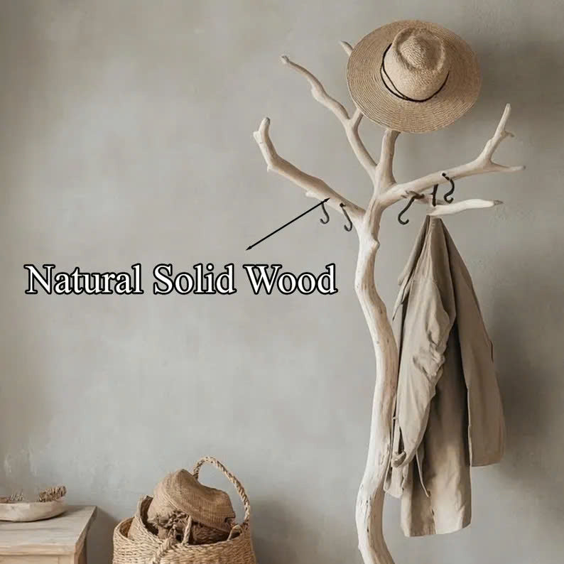 Natural Driftwood Hook Clothes Tree for Coats and Bags, 60-80 in