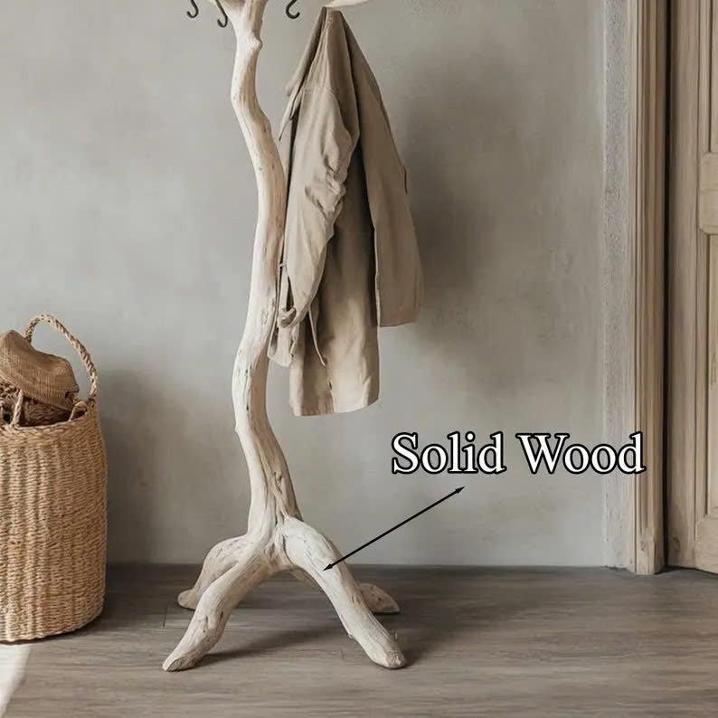 Natural Driftwood Hook Clothes Tree for Coats and Bags, 60-80 in