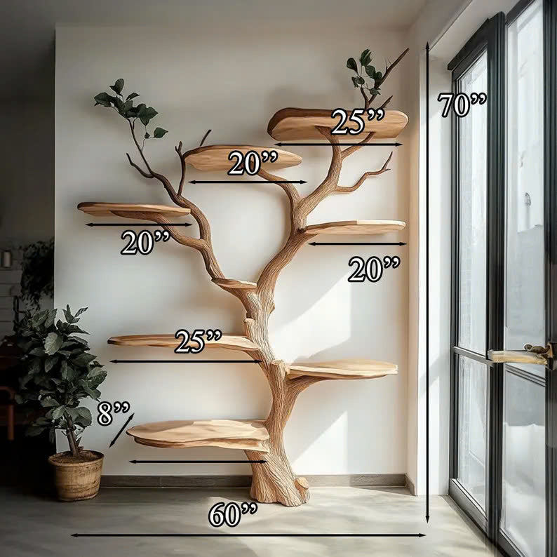 Handmade Large Wooden Cat Tree with Climbing Branches
