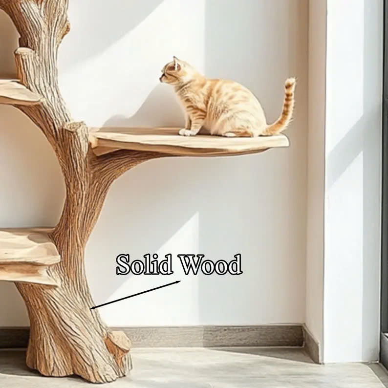 Tall Branch Climbing Wood Cat Tree for Indoor Cats, 70 x 60 in