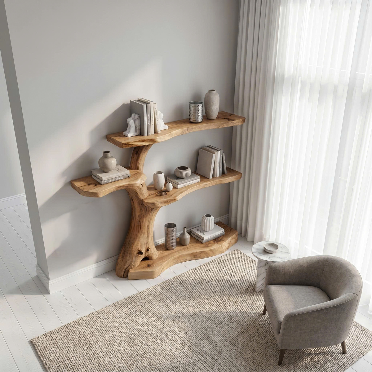 Branch Corner Wall Bookshelf for Kids and Nursery, Floating Shelves