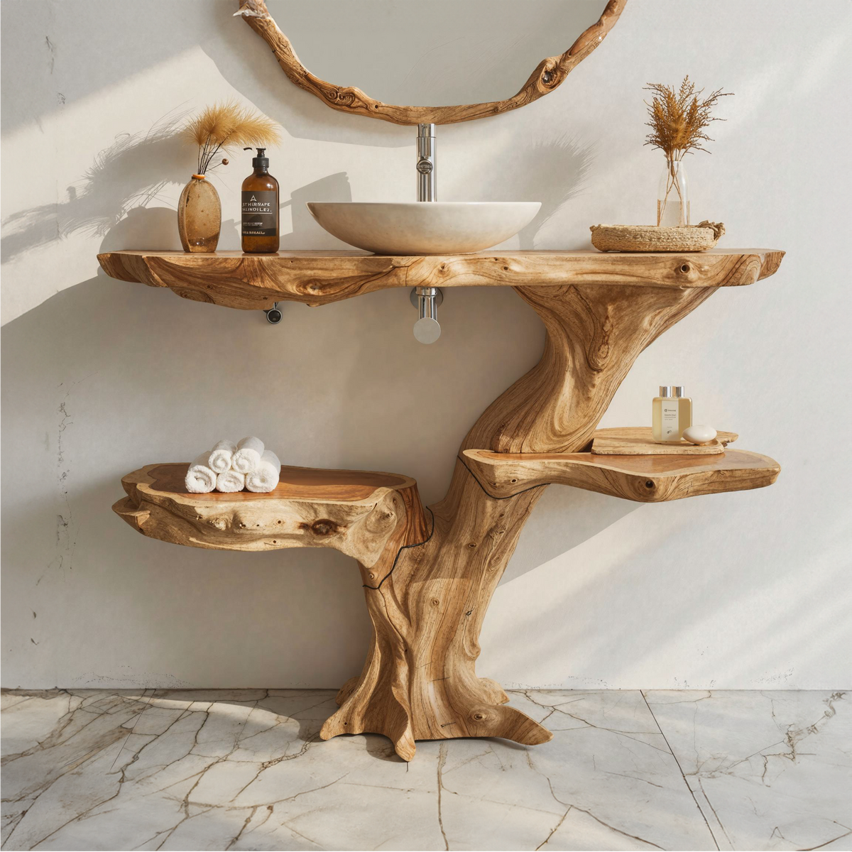 Live Edge Bathroom Vanity Handcrafted Floating Wood Vanity Shelf