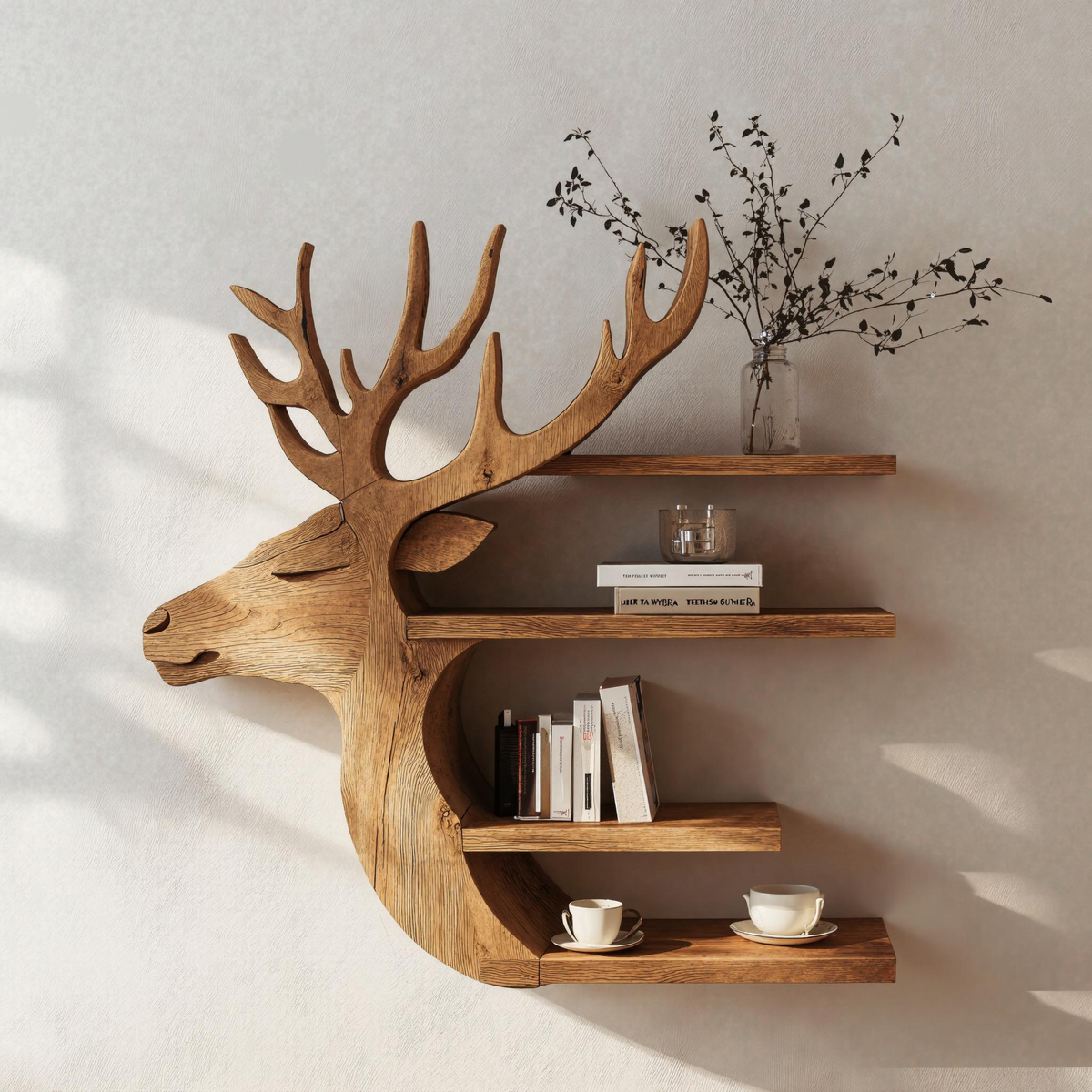 Handcrafted Deer Wall Shelf For Boho Or Rustic Style Homes