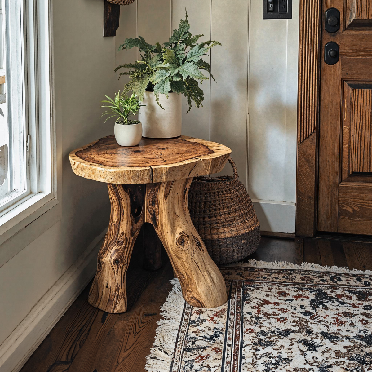 Handcrafted End Table Solid Wood End Table Decor