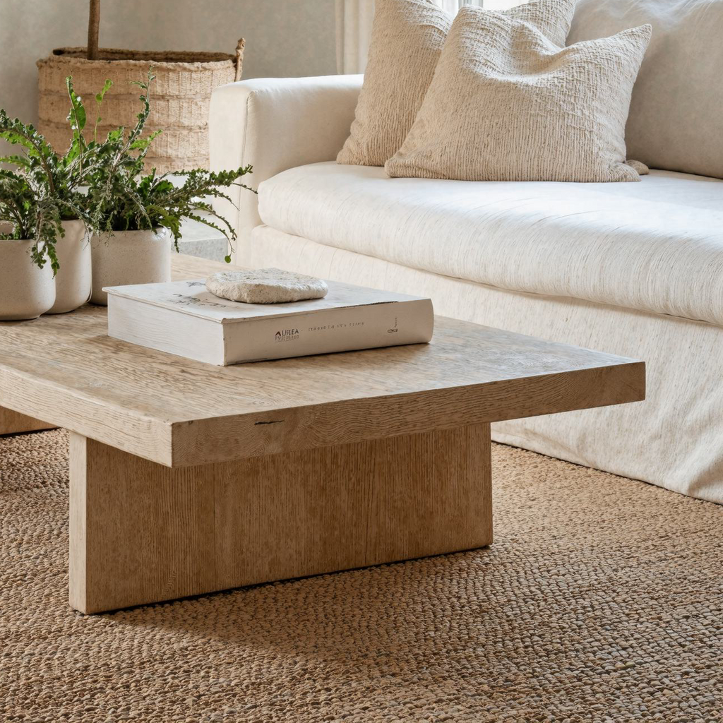 Live Edge Solid Wood Coffee Table with Natural Oil Finish