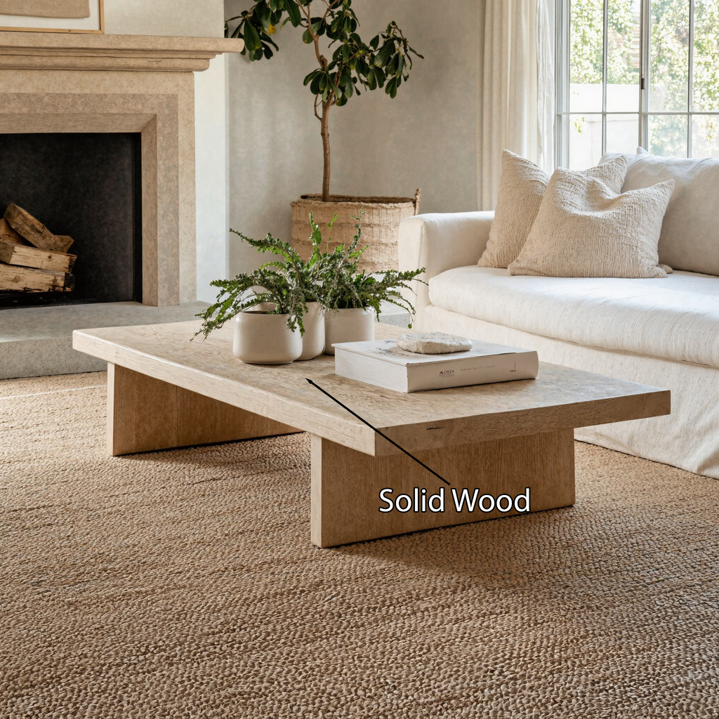 Live Edge Oak Coffee Table, Natural Solid Wood Living Room Table